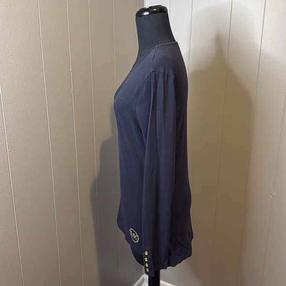 Michael Michael Kors Women’s Small Long Sleeve T Shirt Rhinestone Logo Buttons - Picture 3 of 6